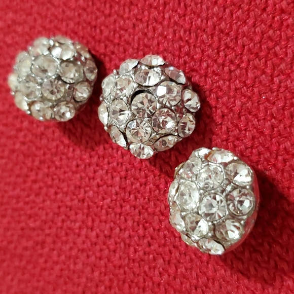 Set of 3 vintage clear rhinestone silvertone shank buttons Sewing crafting - Picture 6 of 6